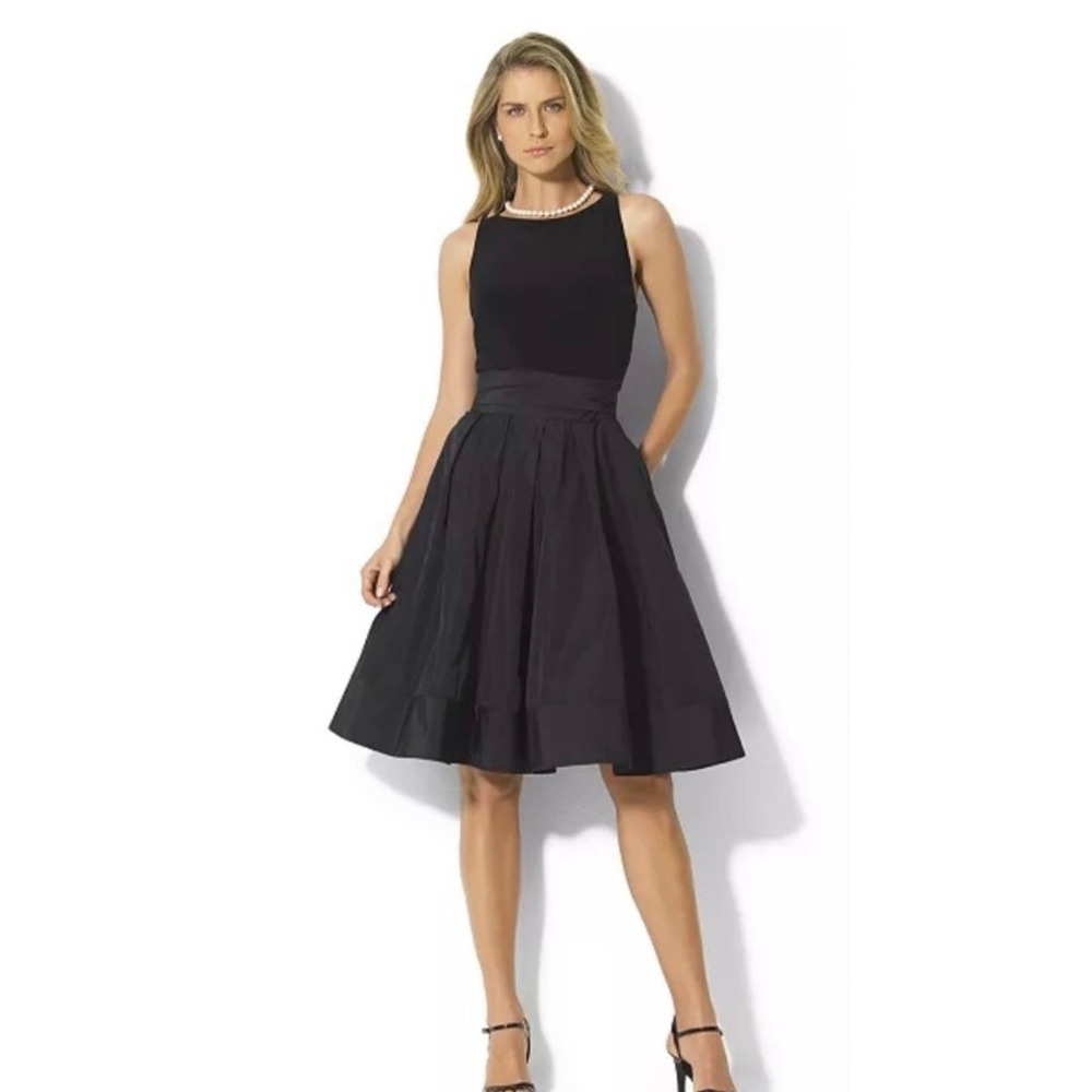 Ralph Lauren Black Fit & Flare Dress Size 12 Party
